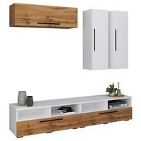 Dnevni Regal Arila, Barva Hrasta, Bela, 5-Delno - črna/barve hrasta, Moderno, umetna masa/leseni material (190/200/40cm) - MID.YOU