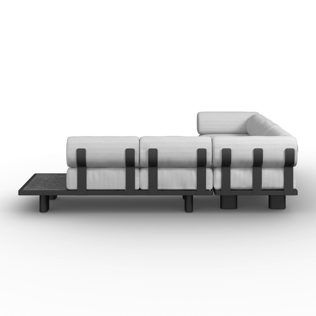 Loungegarnitur Lumea Hellgrau Outdoorstoff/Metall/Polywood - Dunkelgrau/Hellgrau, MODERN, Kunststoff/Textil - Bessagi Garden