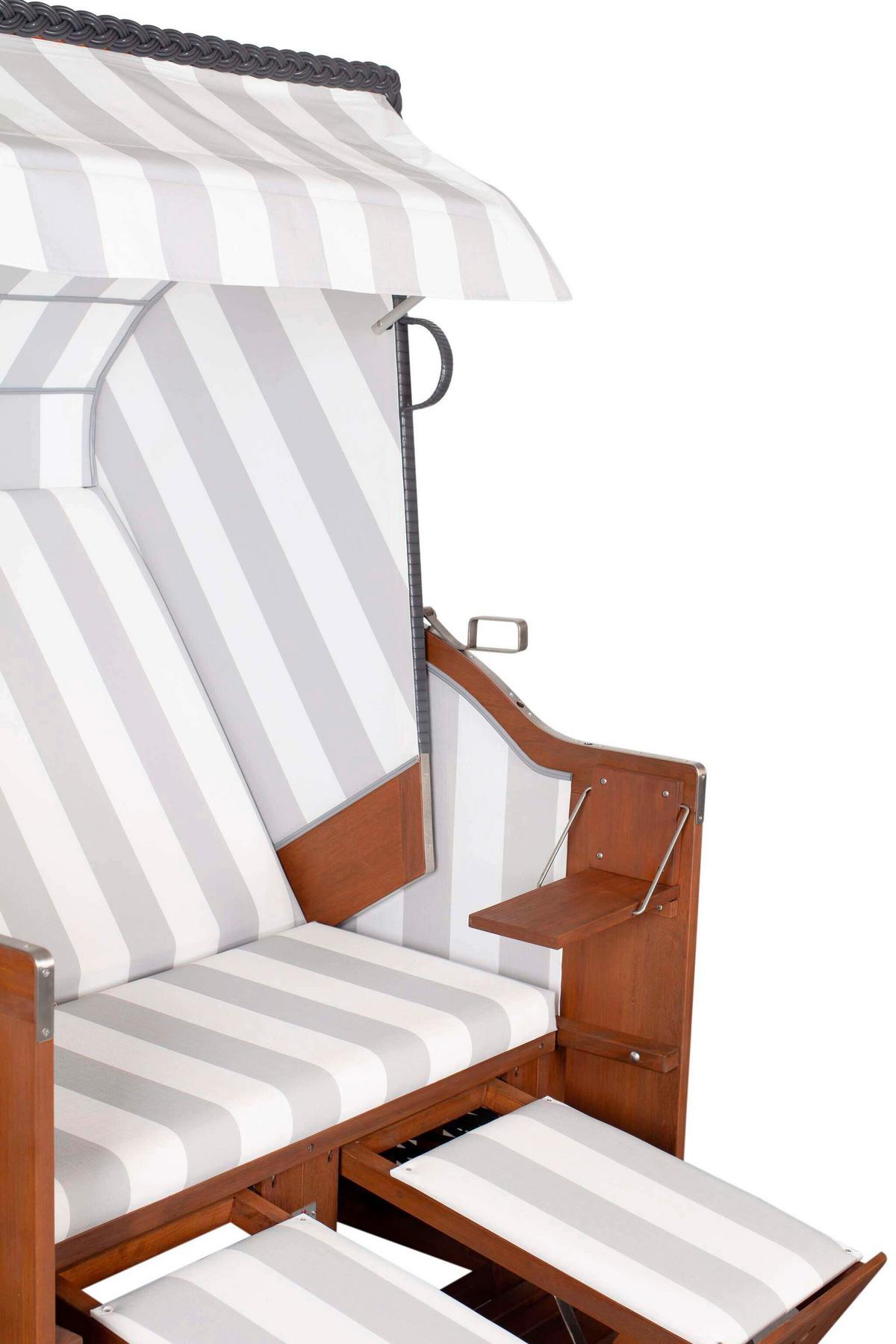 Strandkorb Profi Ostsee Poel Mahagoni/Grau/Weiß - Dunkelbraun/Weiß, KONVENTIONELL, Holz (124/159/87cm)