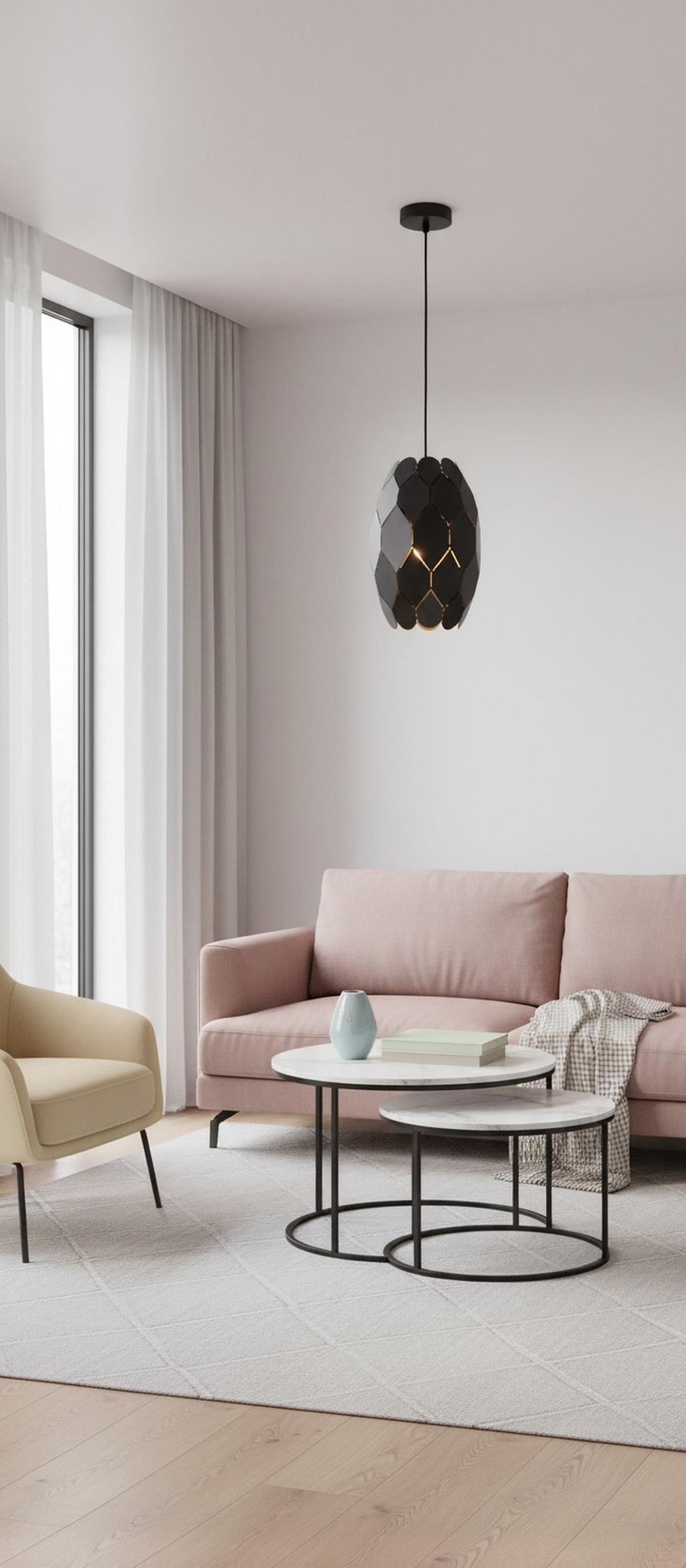 LAMPA WISZĄCA SALOME - czarny, Trend, metal (20/130cm) - Novel