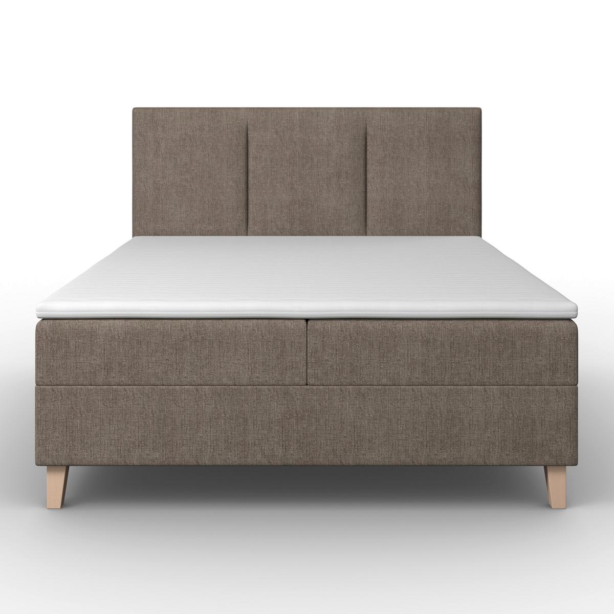 Boxbett Monza ca. 160x200 cm Braun inkl. Topper - Eichefarben/Braun, Modern, Holz/Textil (160/200cm) - Bessagi Home