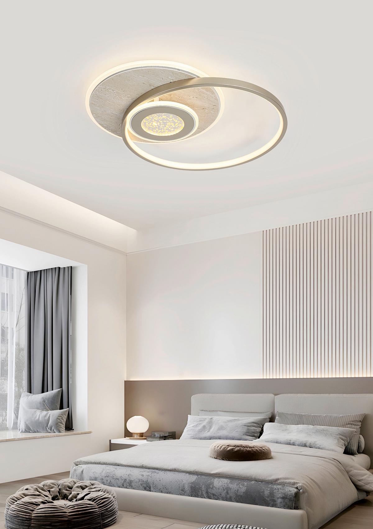 LAMPA SUFITOWA LED TRAVARA *SBN* - kolor piaskowy/szampanowy, Design, kamień/tworzywo sztuczne (54,5/43/8cm) - Novel
