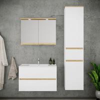 Badezimmer Cosila - Honigeiche/Weiss, Trend, Keramik/Holzwerkstoff (121cm) - MID.YOU