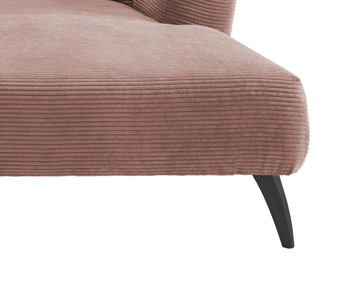 Wohnlandschaft Colori Rosa Cord - Schwarz/Rosa, MODERN, Holz/Textil (264/160cm) - MID.YOU