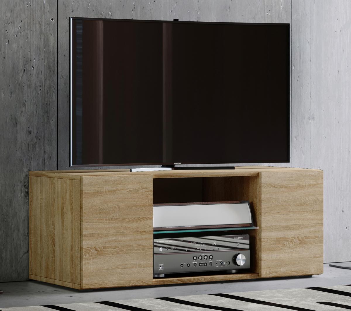 Tv-element Lowina 95, Hrast - črna/barve hrasta, Konvencionalno, umetna masa/steklo (95/40/36cm) - MID.YOU