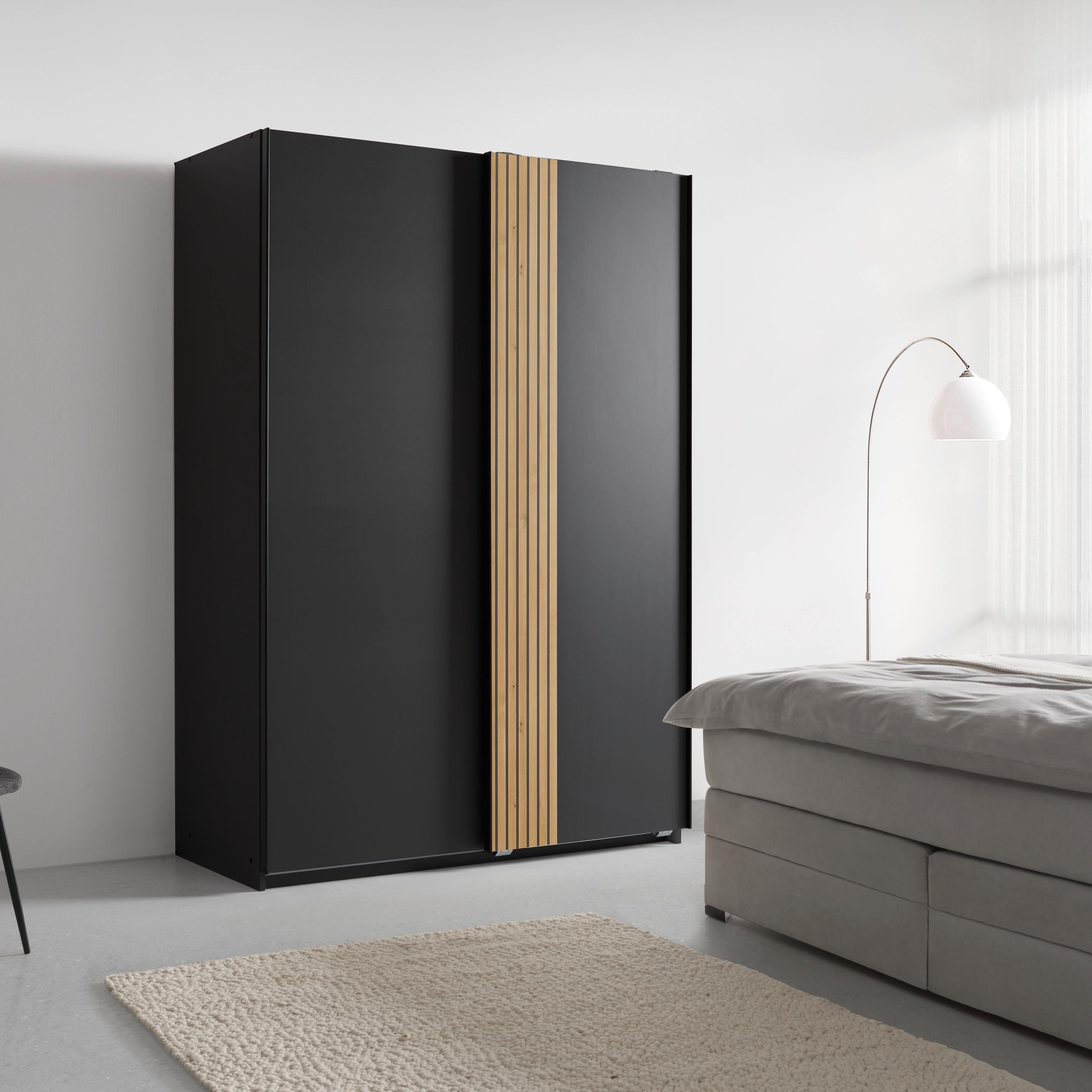 Schwebetürenschrank Sila in Graphitfarben/Eiche Artisan - Schwarz/Graphitfarben, Konventionell, Holzwerkstoff/Metall (135/198/65cm) - Mömax