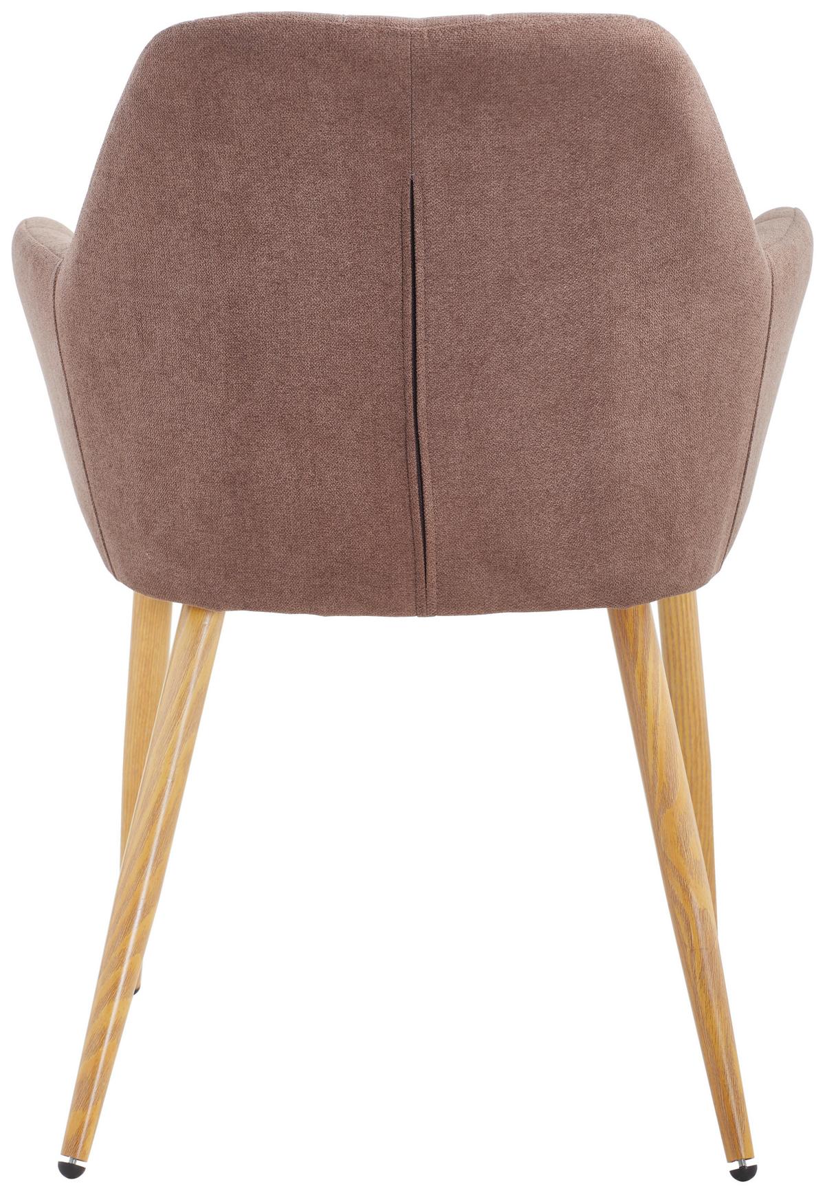 KRZESŁO Z PODŁOKIETNIKAMI DROPS - kolor dębowy/brązowy, Modern, metal/tkanina (57/82/60cm) - MID.YOU