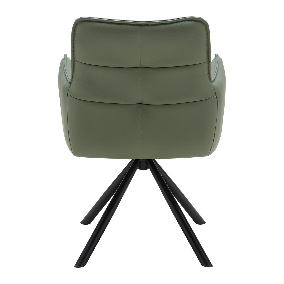 Armlehnstuhl Vincent in Grün - Schwarz/Grün, MODERN, Leder/Metall (58/87/63cm) - Premium Living