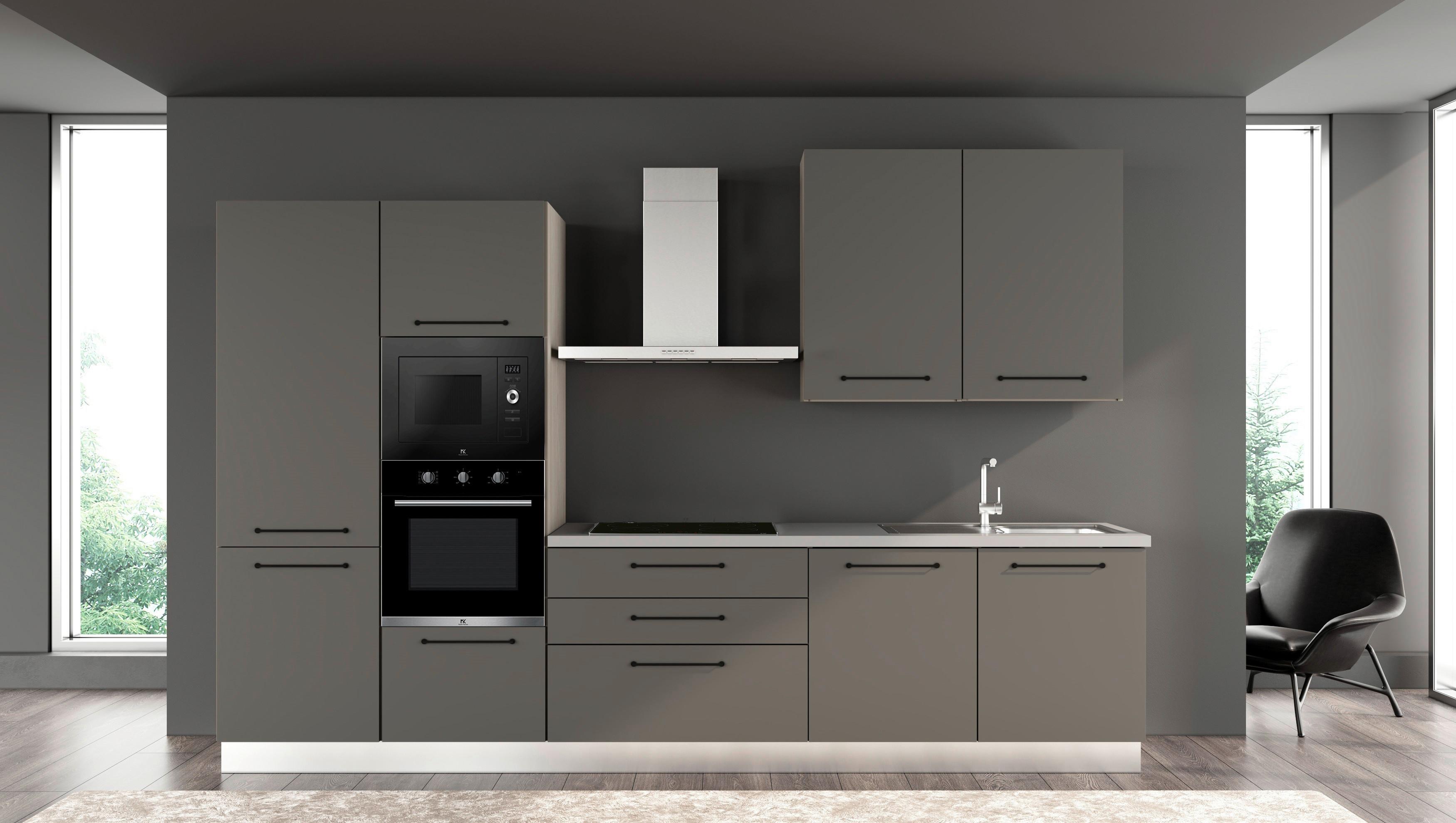 Kuhinjski Blok Line, Z Aparati, 330 Cm - siva/črna, Moderno, kovina/leseni material (330/60/216/240cm) - Mömax