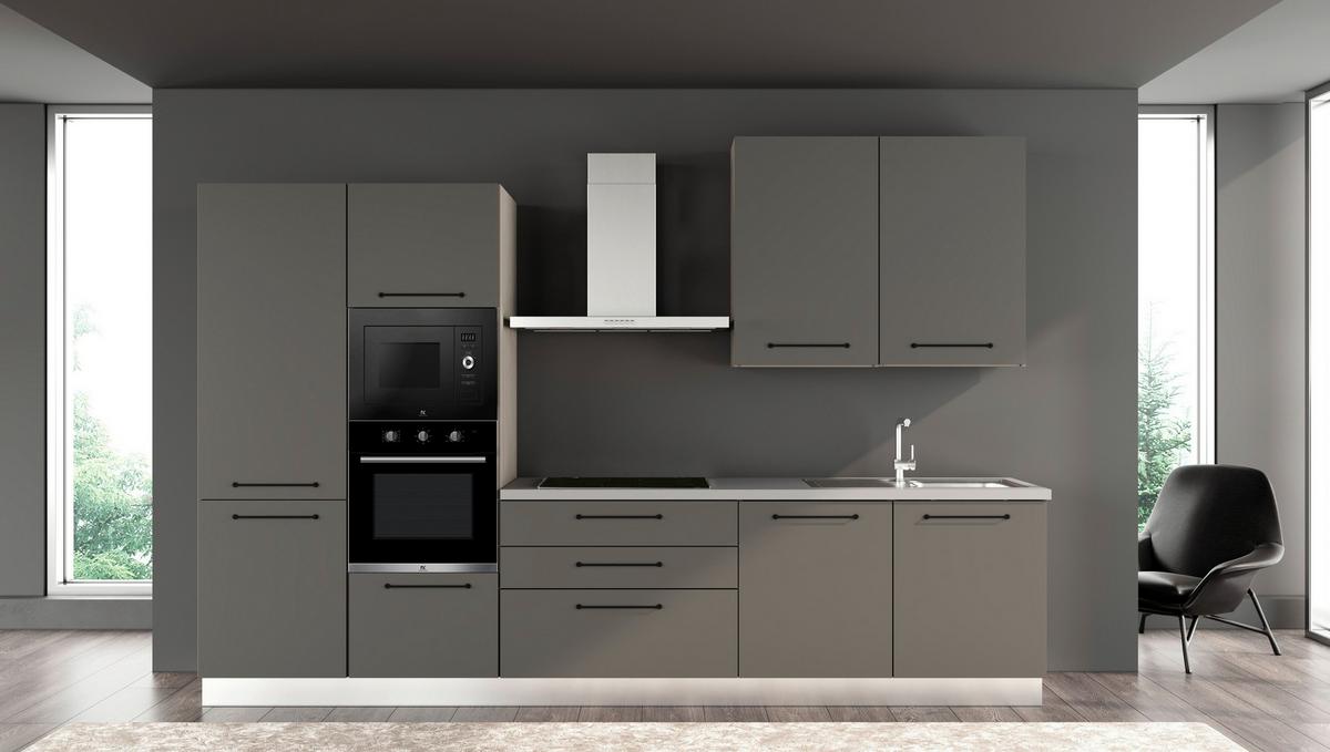 Kuhinjski Blok Line, Z Aparati, 330 Cm - siva/črna, Moderno, kovina/leseni material (330/60/216/240cm) - Mömax