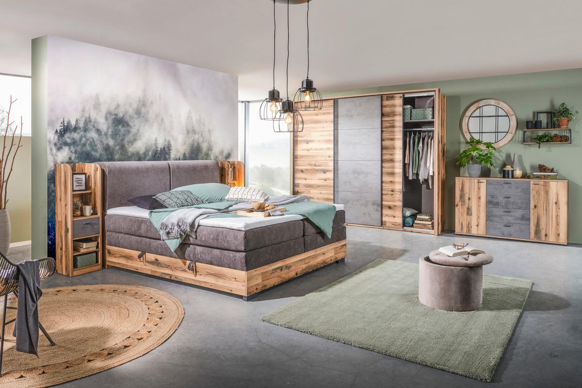 Schwebetürenschrank Ravenna in Eichefarben/Grau - Eichefarben/Anthrazit, Konventionell, Holzwerkstoff/Metall (280/231/61cm) - Premium Living