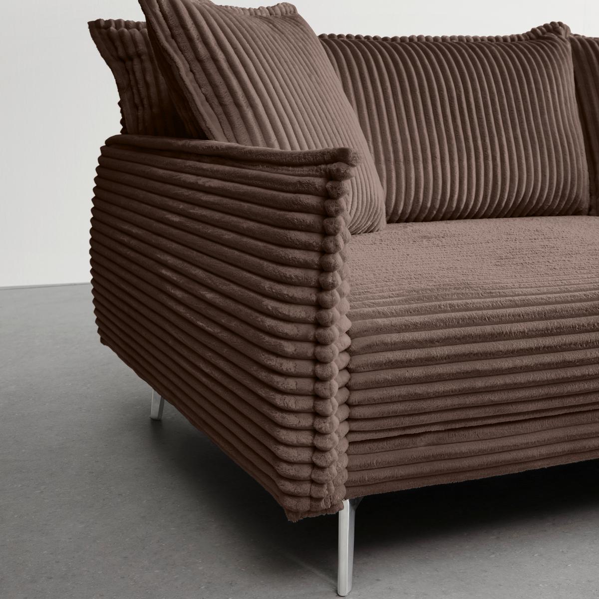 Bigsofa Kiss Dunkelbraun - Chromfarben/Dunkelbraun, MODERN, Holz/Metall (241/90/117cm) - Mömax