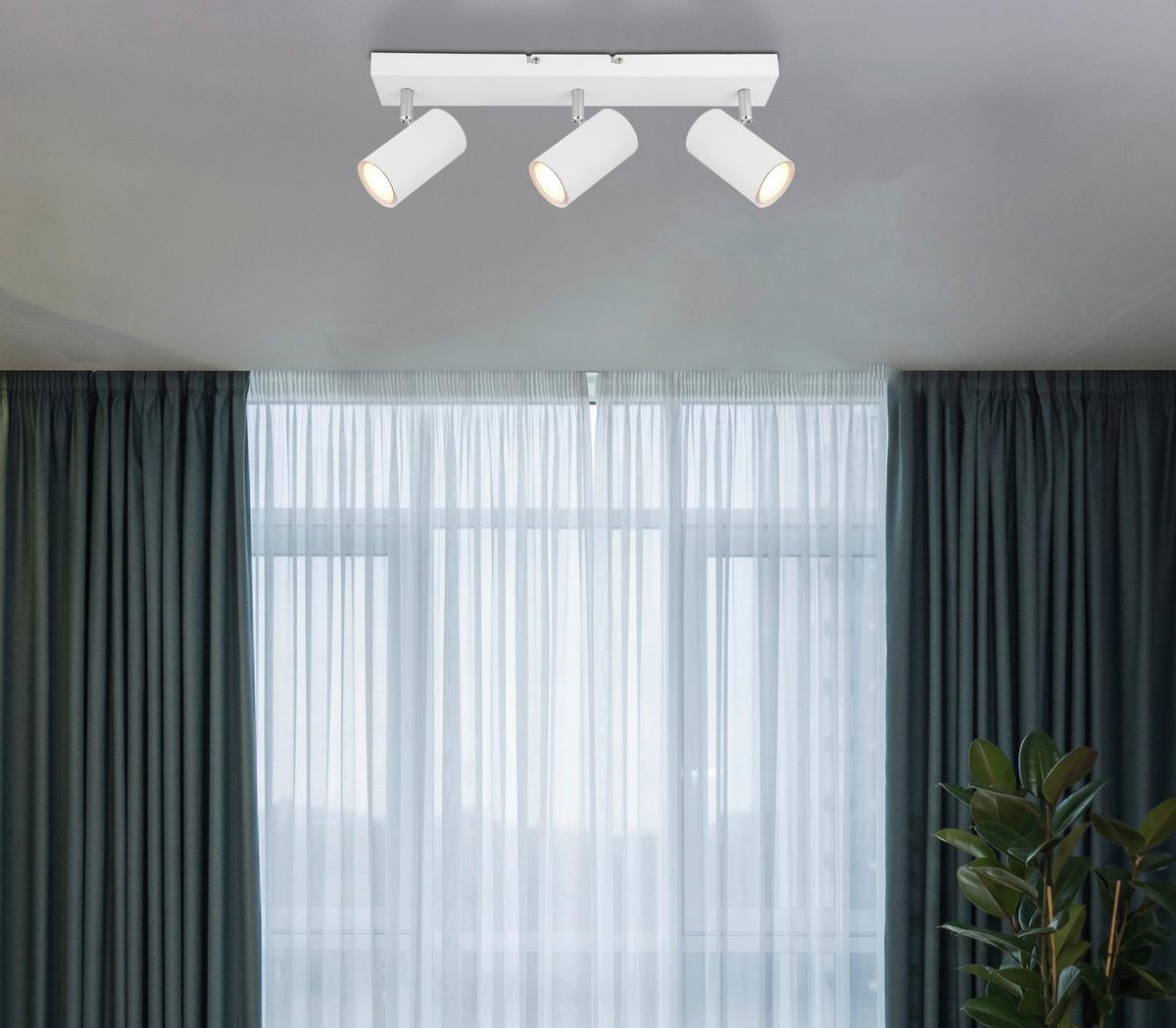 Spotlámpa Witmo 3 Égős - krómszínű/fehér, Modern, fém (43/6/12cm) - Mömax