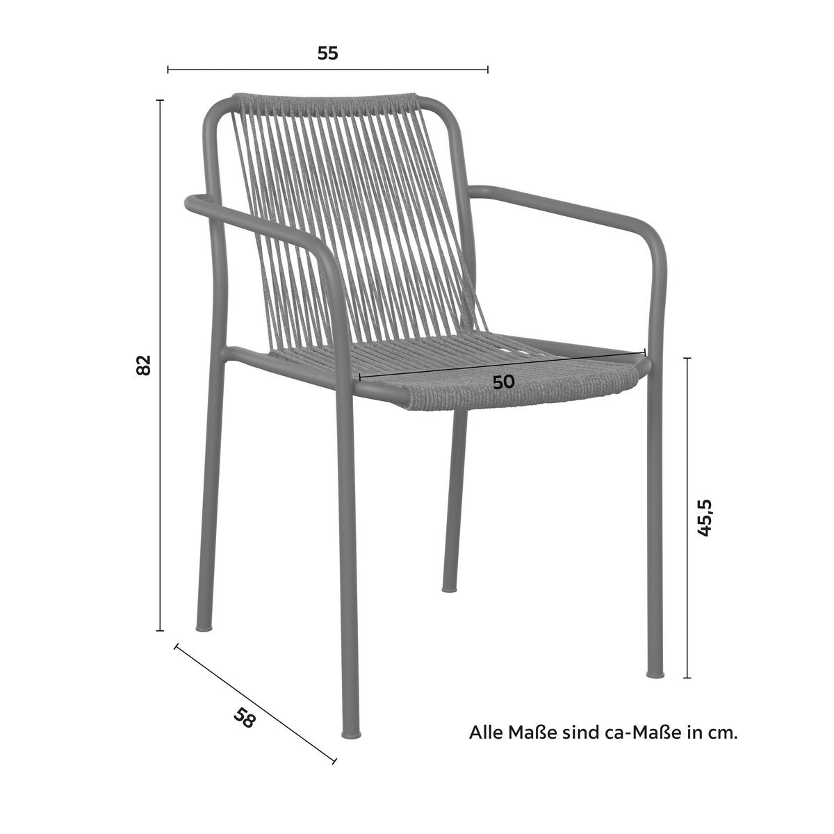 Gartensessel-Set Nardo 2-er Dunkelgrau aus Textil/Metall - Dunkelgrau/Schwarz, MODERN, Kunststoff/Textil (55/82/58cm) - Bessagi Garden