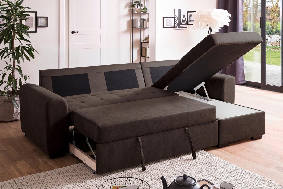 Ecksofa Poll Dunkelbraun - Dunkelbraun, MODERN, Textil (243/85/155cm) - Mömax