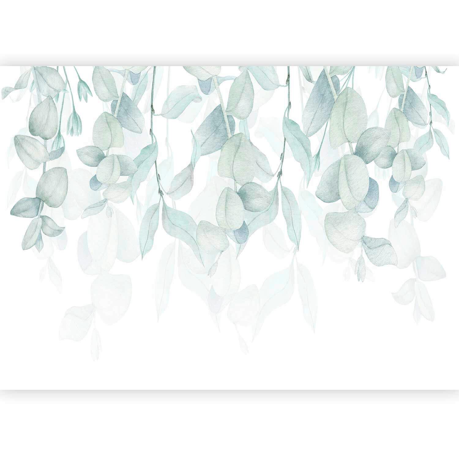 Fototapeta Pastel Flora, 450x315cm - zelena/bela, Trendi, tekstil (450/315cm) - artgeist