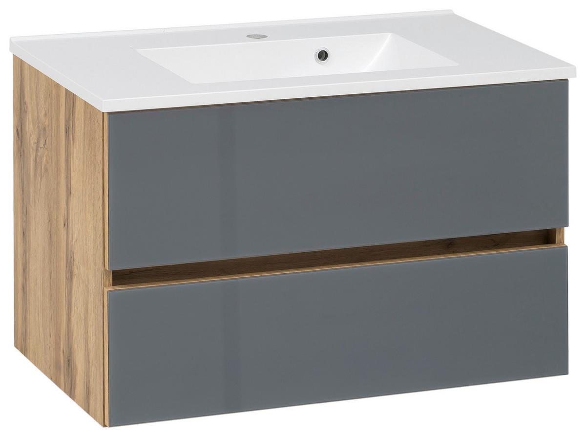 BADEZIMMER HELSINKI - Eichefarben/Weiß, KONVENTIONELL, Glas/Holzwerkstoff (120cm) - Held