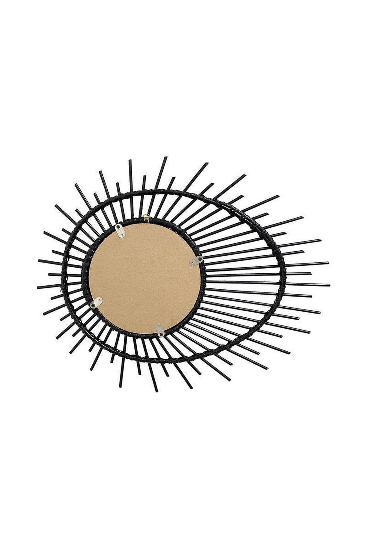 Wandspiegel Rattan Spiegel Aina 125 - Schwarz, Trend, Glas/Holz (58/47/2cm) - Kayoom