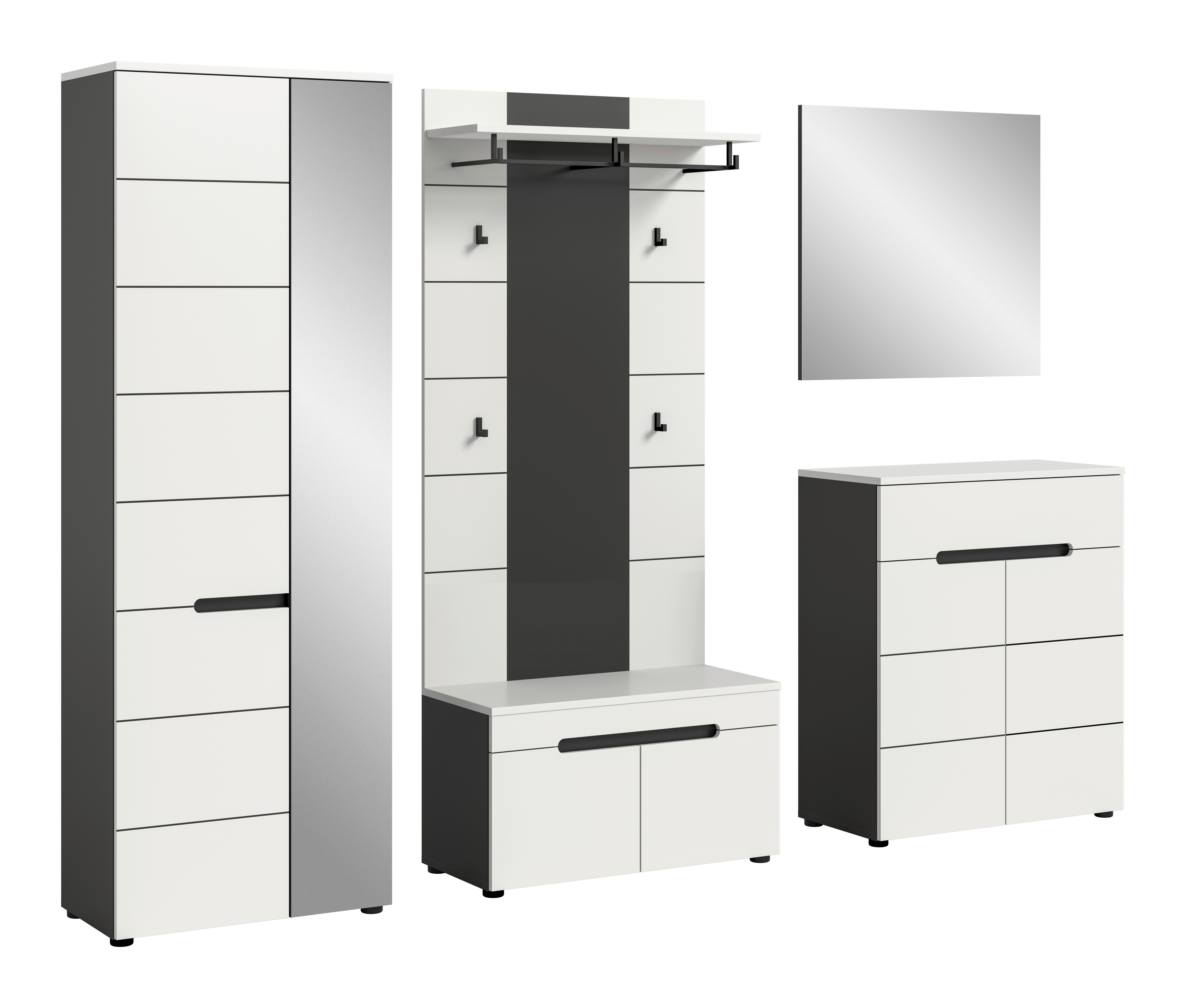 Predsoba Canu, Bela, Siva, 5-Delna - siva/bela, Design, leseni material (255/190/37cm) - Livetastic