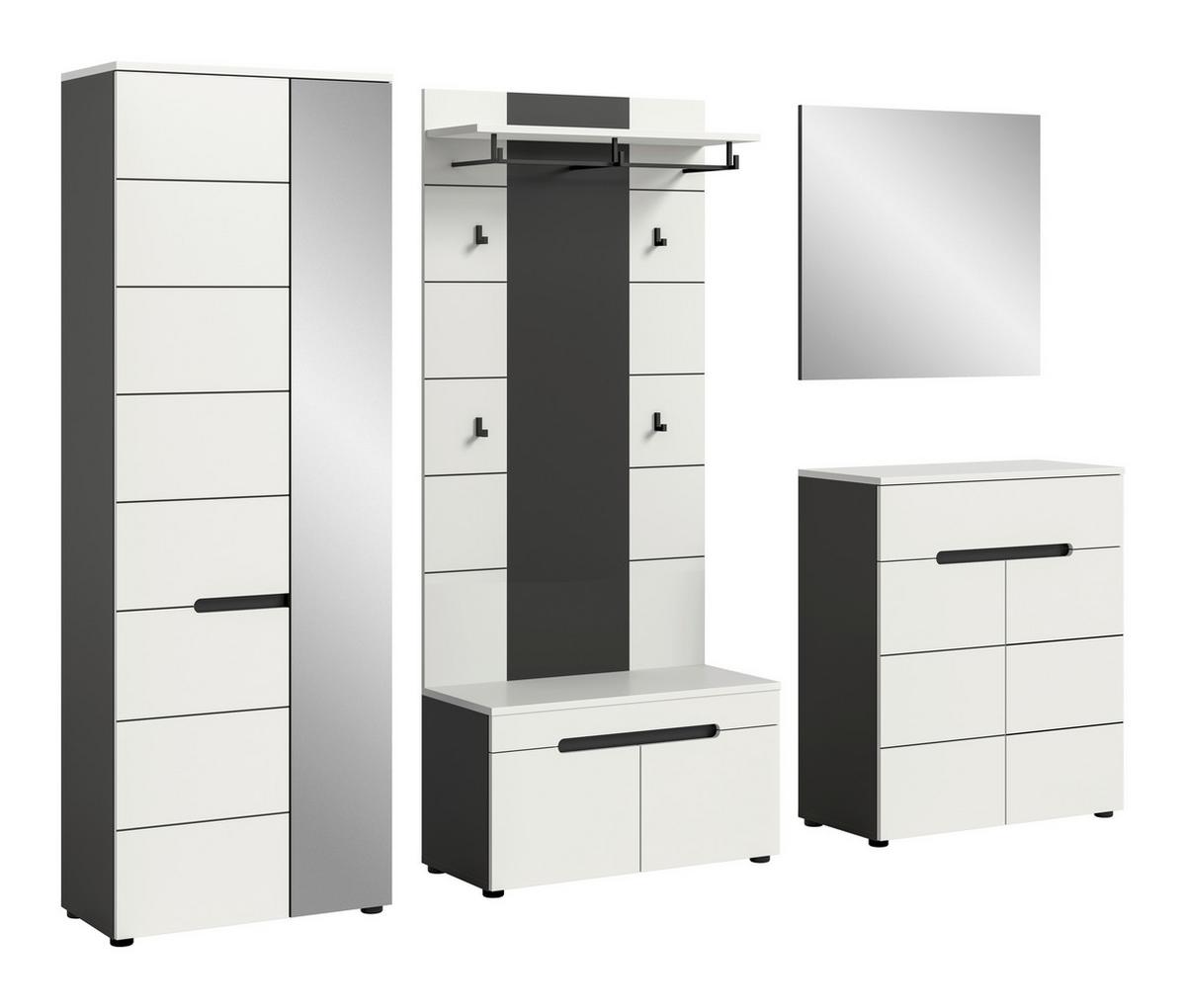 Predsoba Canu, Bela, Siva, 5-Delna - siva/bela, Design, leseni material (255/190/37cm) - Livetastic