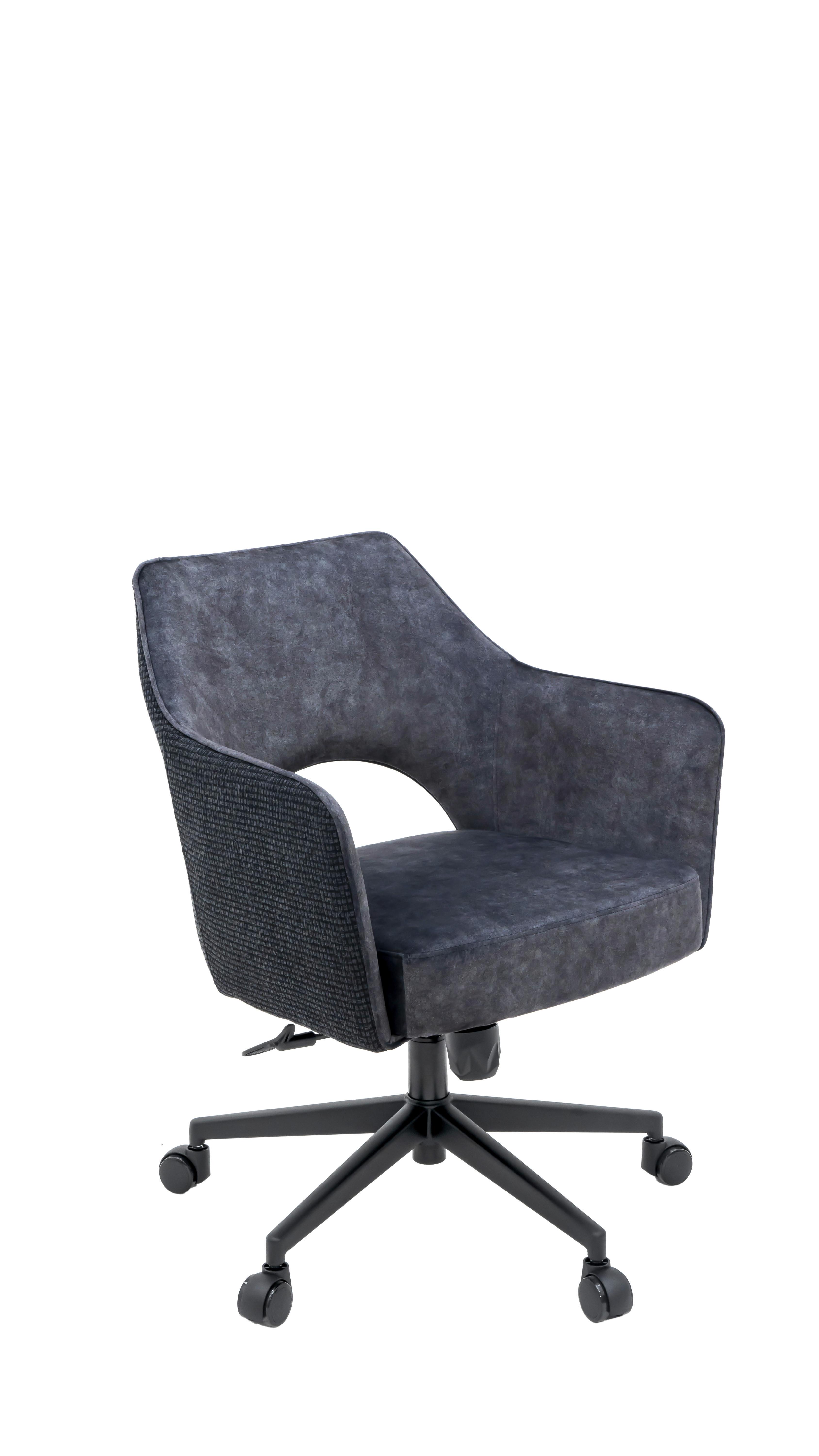 Drehstuhl Valletta Anthrazit/Schwarz - Anthrazit/Schwarz, KONVENTIONELL, Textil/Metall (63/82-88/61cm) - Premium Living