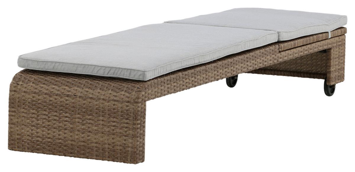 Sonnenliege London ca. 60x32x196 cm Hellbraun - Sandfarben/Hellbraun, KONVENTIONELL, Kunststoff/Textil (60/32/196cm) - Gardenson