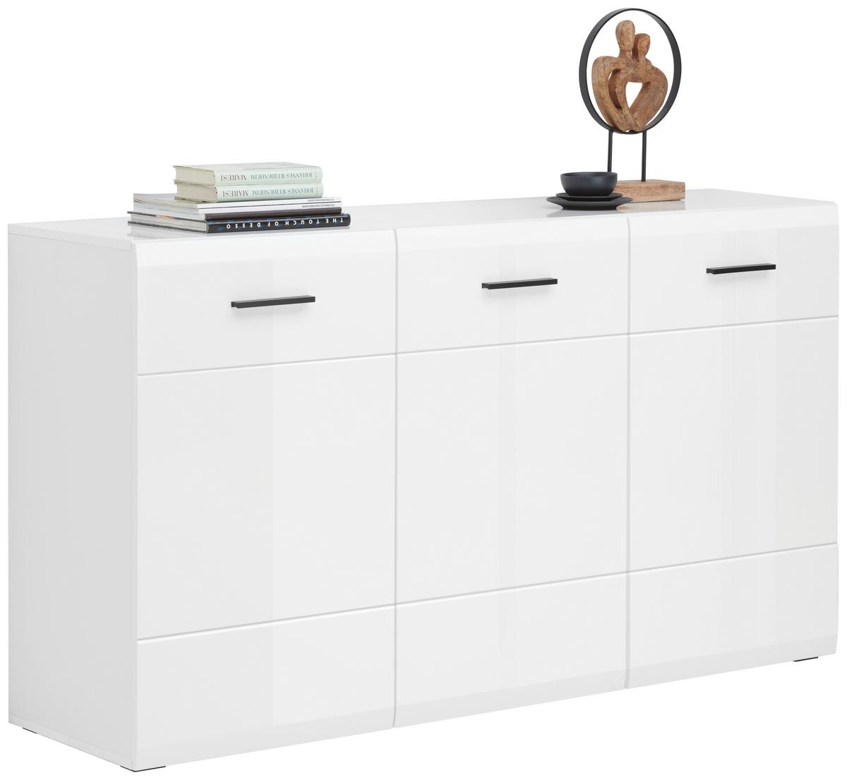 Široka Komoda Avanti, Bela - bela/antracit, Moderno, umetna masa/leseni material (150/84,6/42cm) - Hom`in