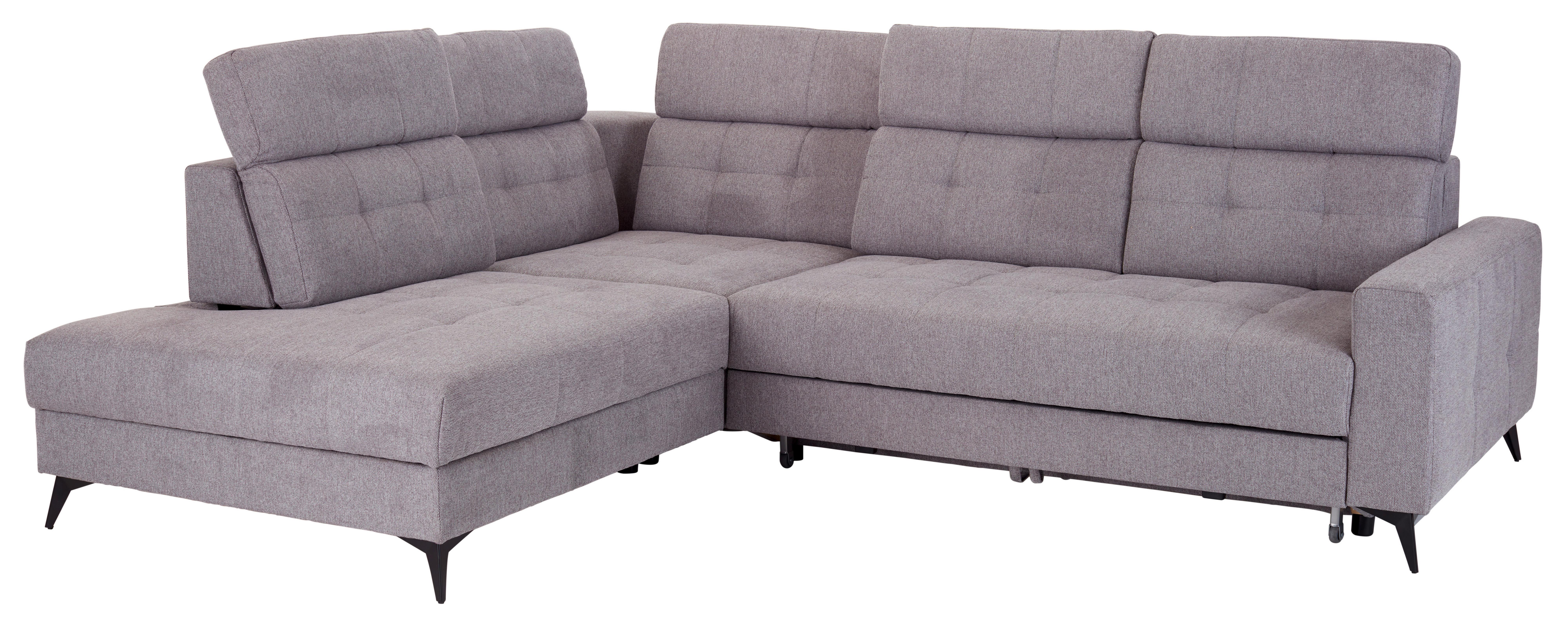 Sedežna Garnitura Barletta, Siva, Ležišče, Predal - siva/črna, Moderno, kovina/tekstil (228/289cm) - Premium Living