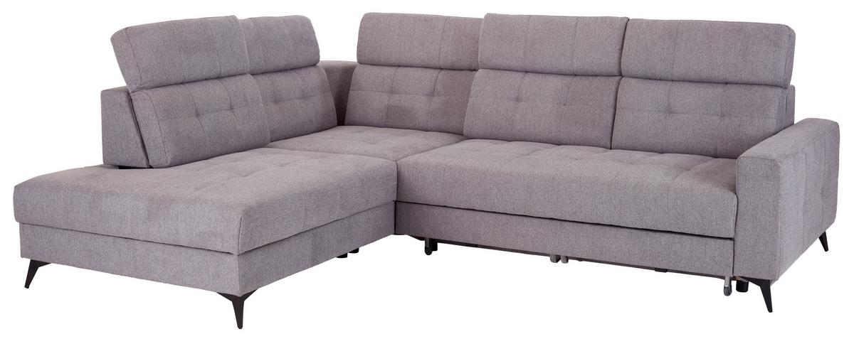 Sedežna Garnitura Barletta, Siva, Ležišče, Predal - siva/črna, Moderno, kovina/tekstil (228/289cm) - Premium Living
