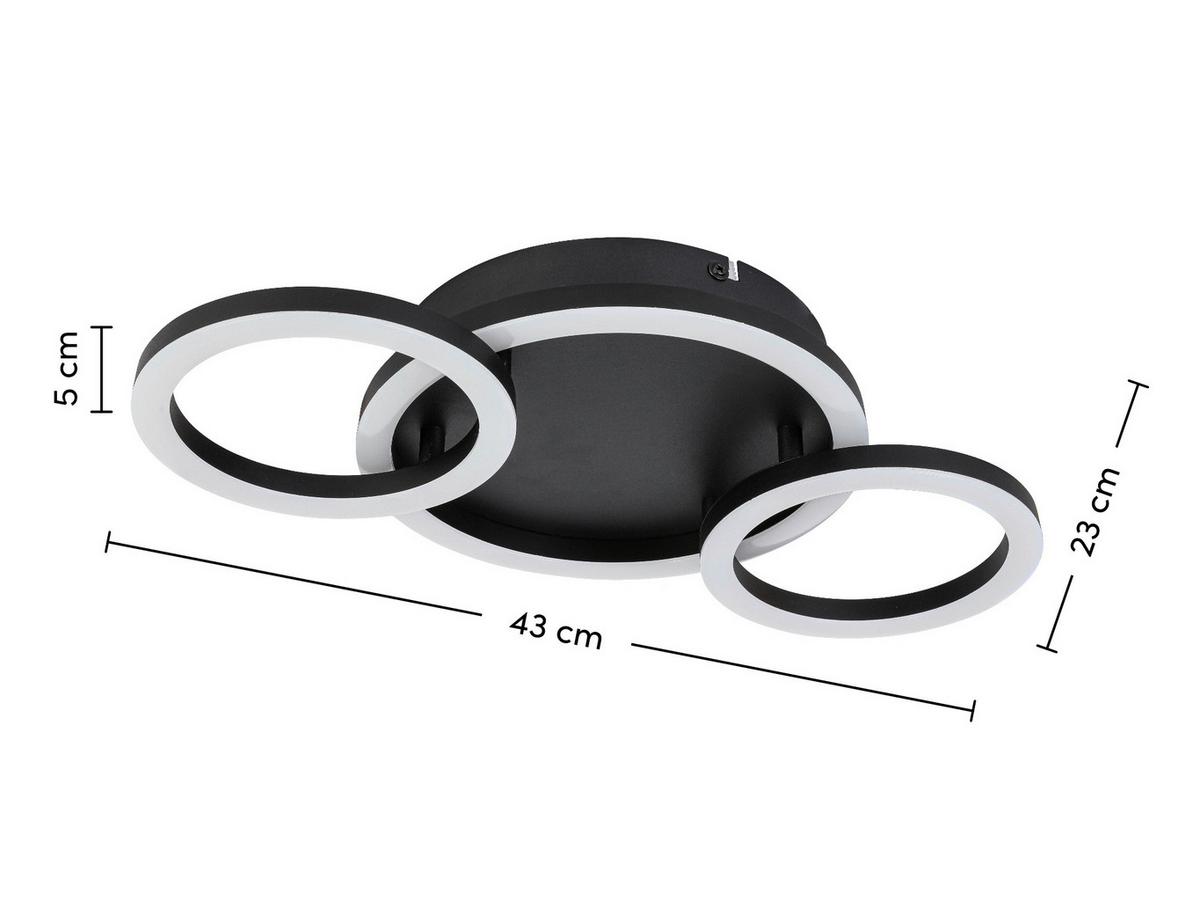 LED-Deckenleuchte Numim O Schwarz max. 24 Watt - Schwarz, MODERN, Kunststoff/Metall (43/23/5cm) - Mömax