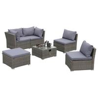 Lounge Garnitura Malaga, Siva, Prilagodljivo - siva, Konvencionalno, kovina/umetna masa (190/40/181cm) - Gardenson