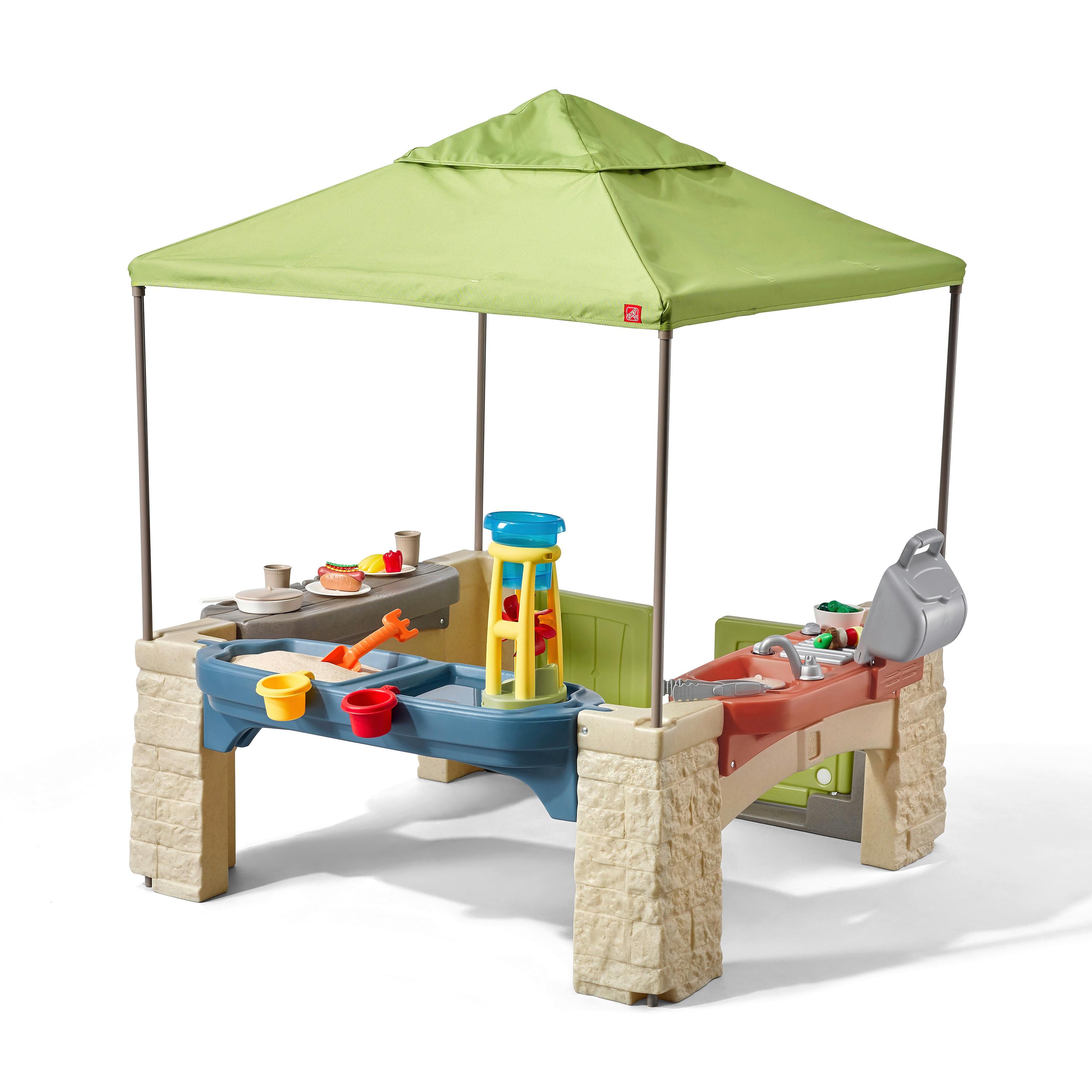 Spielhaus All Around Patio - Blau/Greige, Basics, Kunststoff/Textil (132,8/152,4/137,16cm) - Ambia Garden
