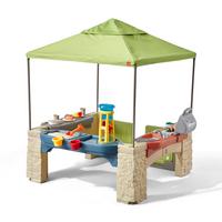 Spielhaus All Around Patio - Blau/Greige, Basics, Kunststoff/Textil (132,8/152,4/137,16cm) - Ambia Garden