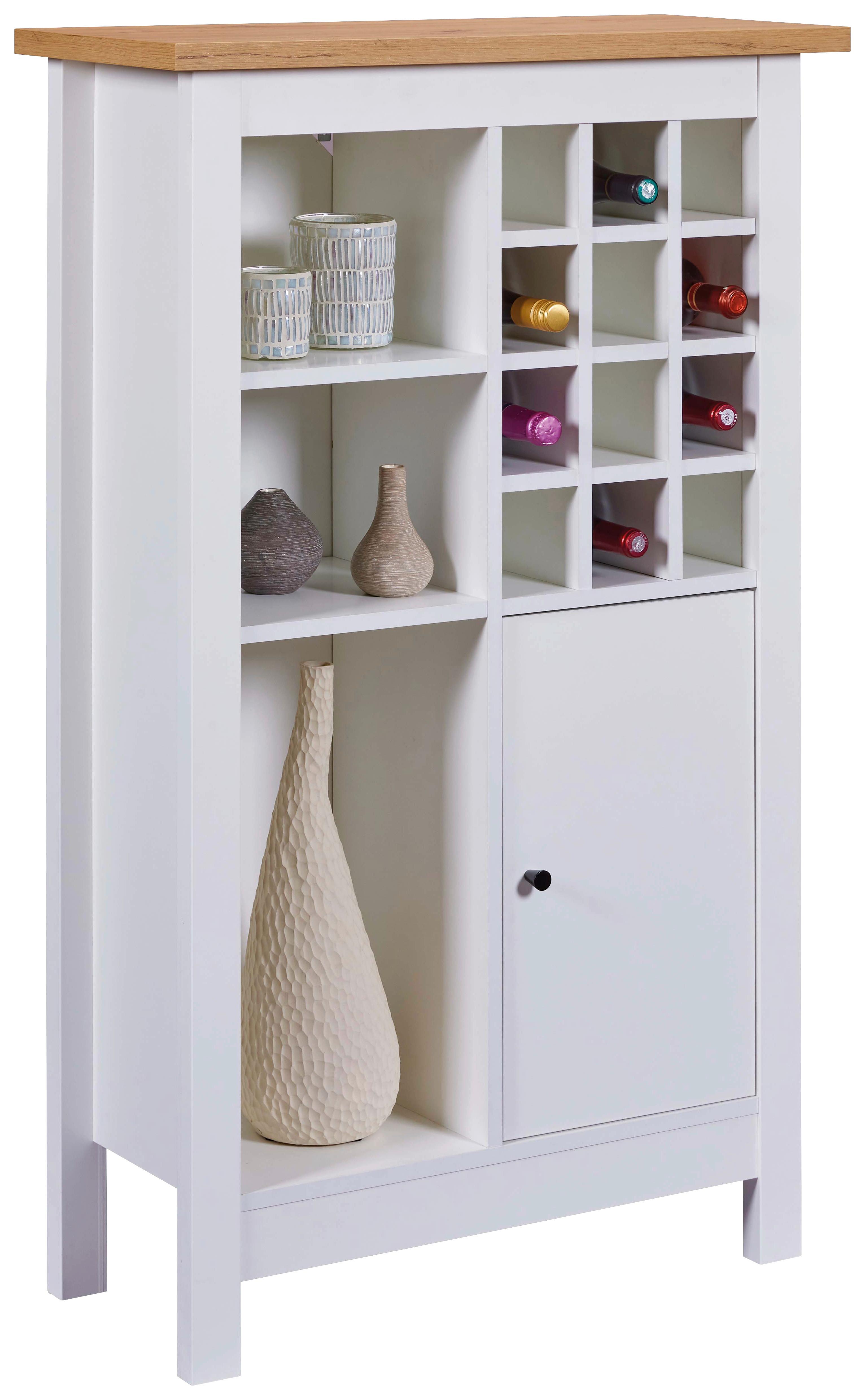 Weinschrank Sicilia Weiß/Eiche Artisan - Schwarz/Weiß, MODERN, Holzwerkstoff/Kunststoff (76,8/124,4/33cm) - Mömax