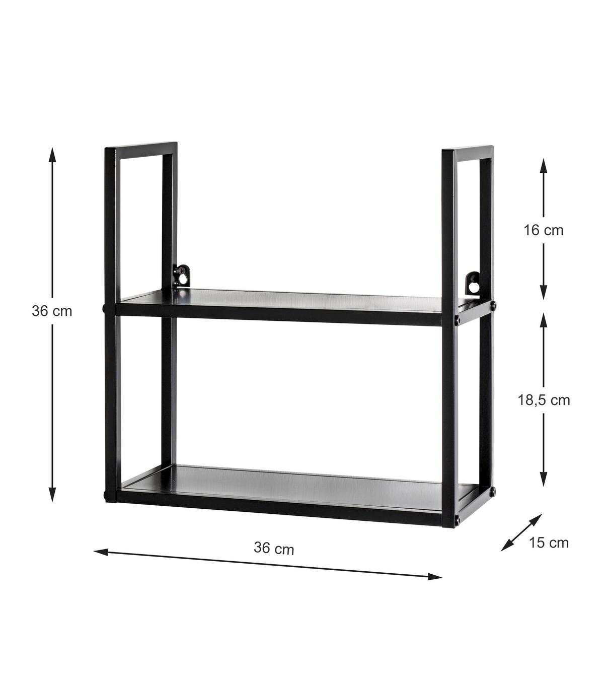 REGAŁ ŚCIENNY SHEFFIELD - czarny, Design, metal (36/36/15cm)