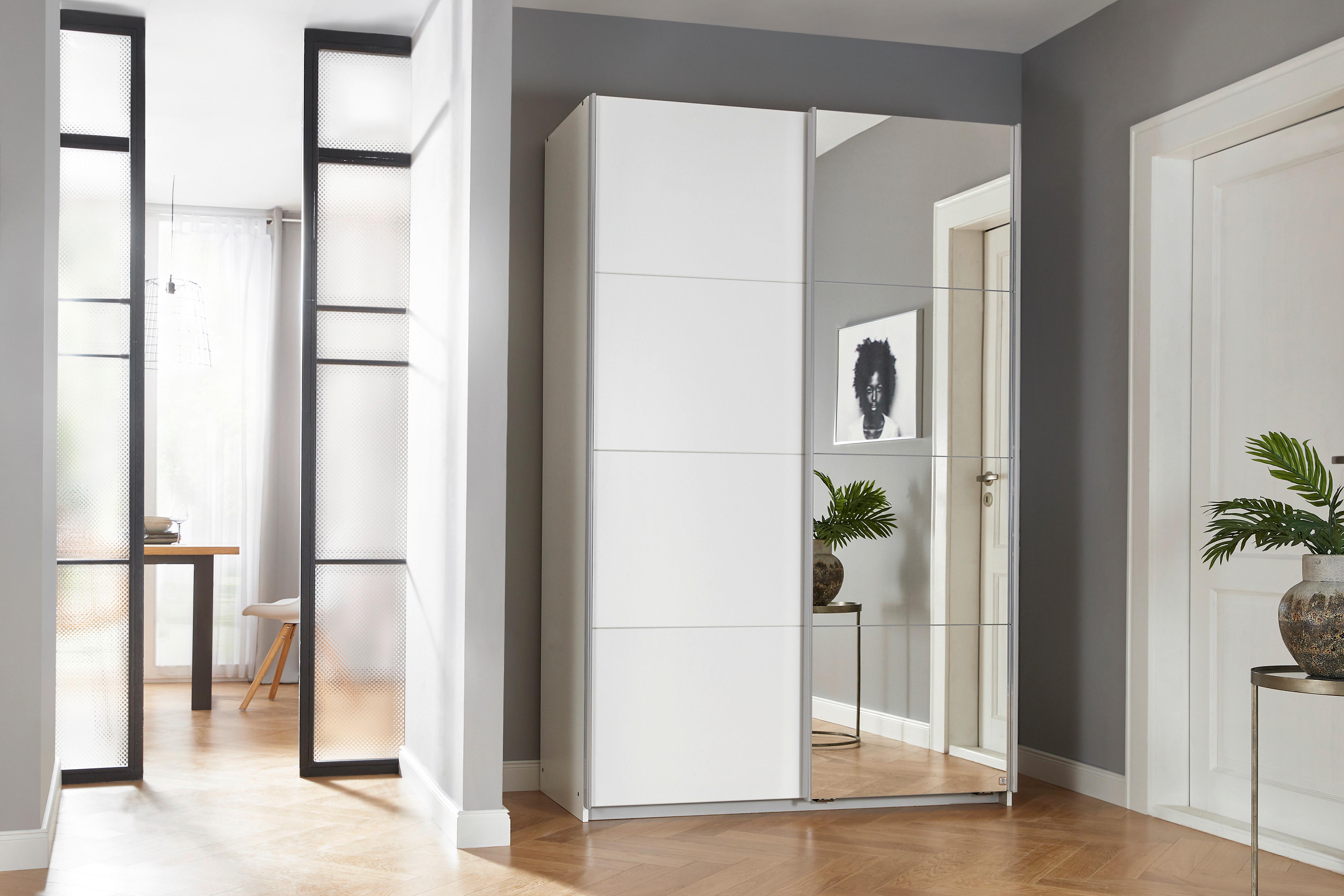 Ormar S Kliznim Vratima Subito - bijela/srebrne boje, Moderno, drvni materijal/metal (136/197/61cm) - Modern Living