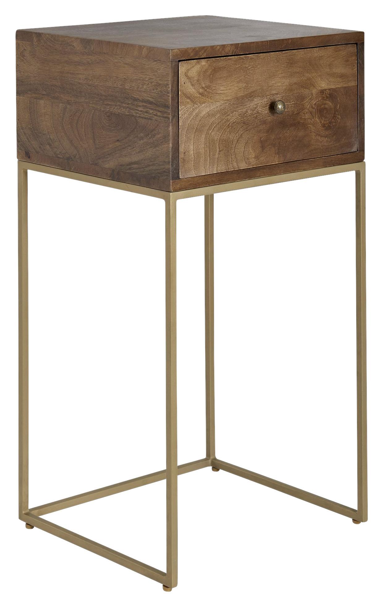 Éjjeliszekrény Mid.you - barna/aranyszínű, Modern, fém/fa (40/76/35cm) - MID.YOU