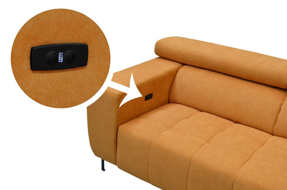 Kutna Garnitura Tarragona - narančasta/crna, Moderno, tekstil (295/201cm) - Premium Living