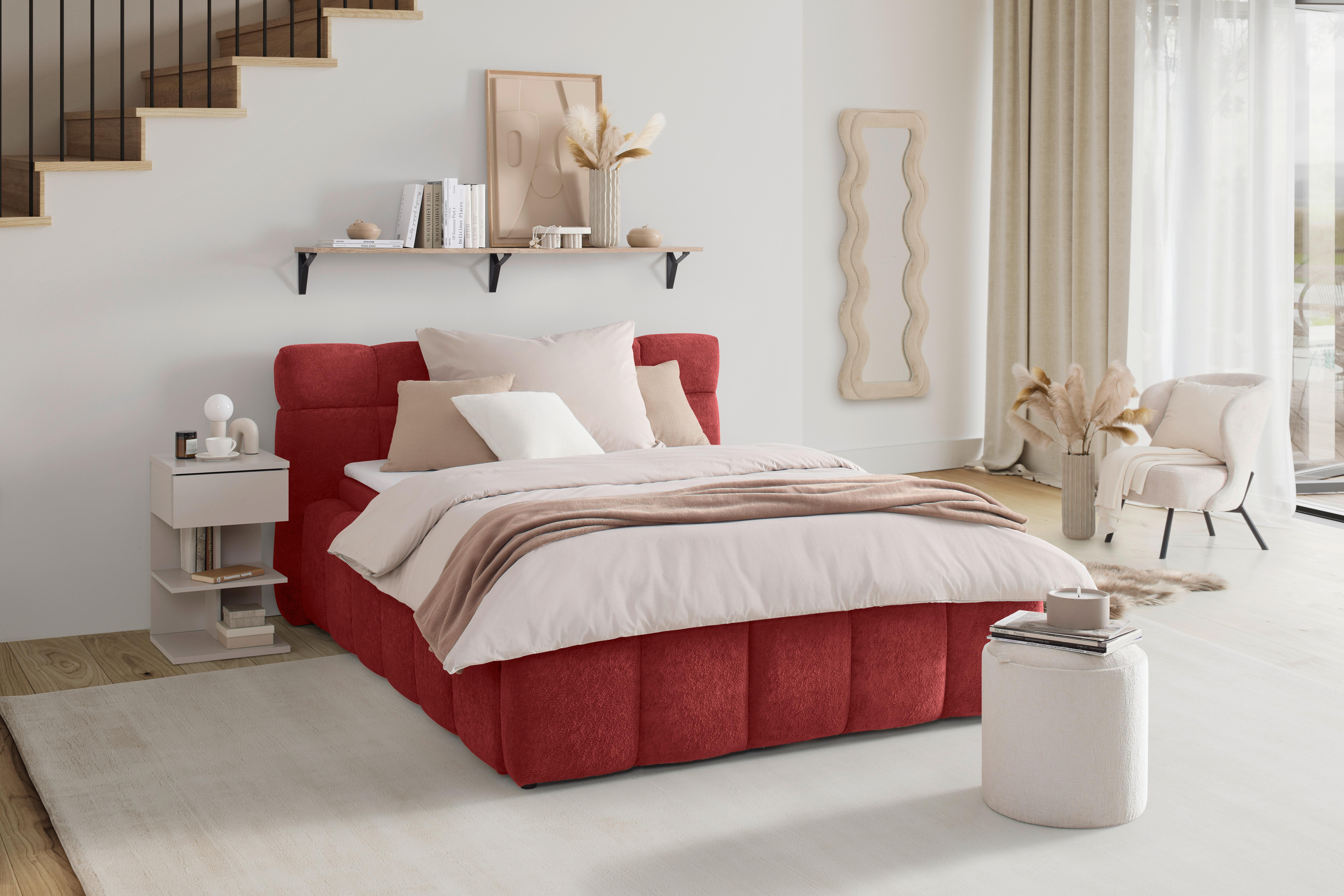 Polsterbett Monte Rot ca. 120x200cm - Rot/Schwarz, KONVENTIONELL, Kunststoff/Textil (120/200cm) - Based