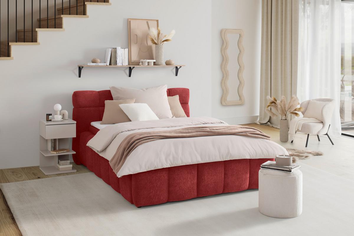 Polsterbett Monte Rot ca. 120x200cm - Rot/Schwarz, KONVENTIONELL, Kunststoff/Textil (120/200cm) - Based
