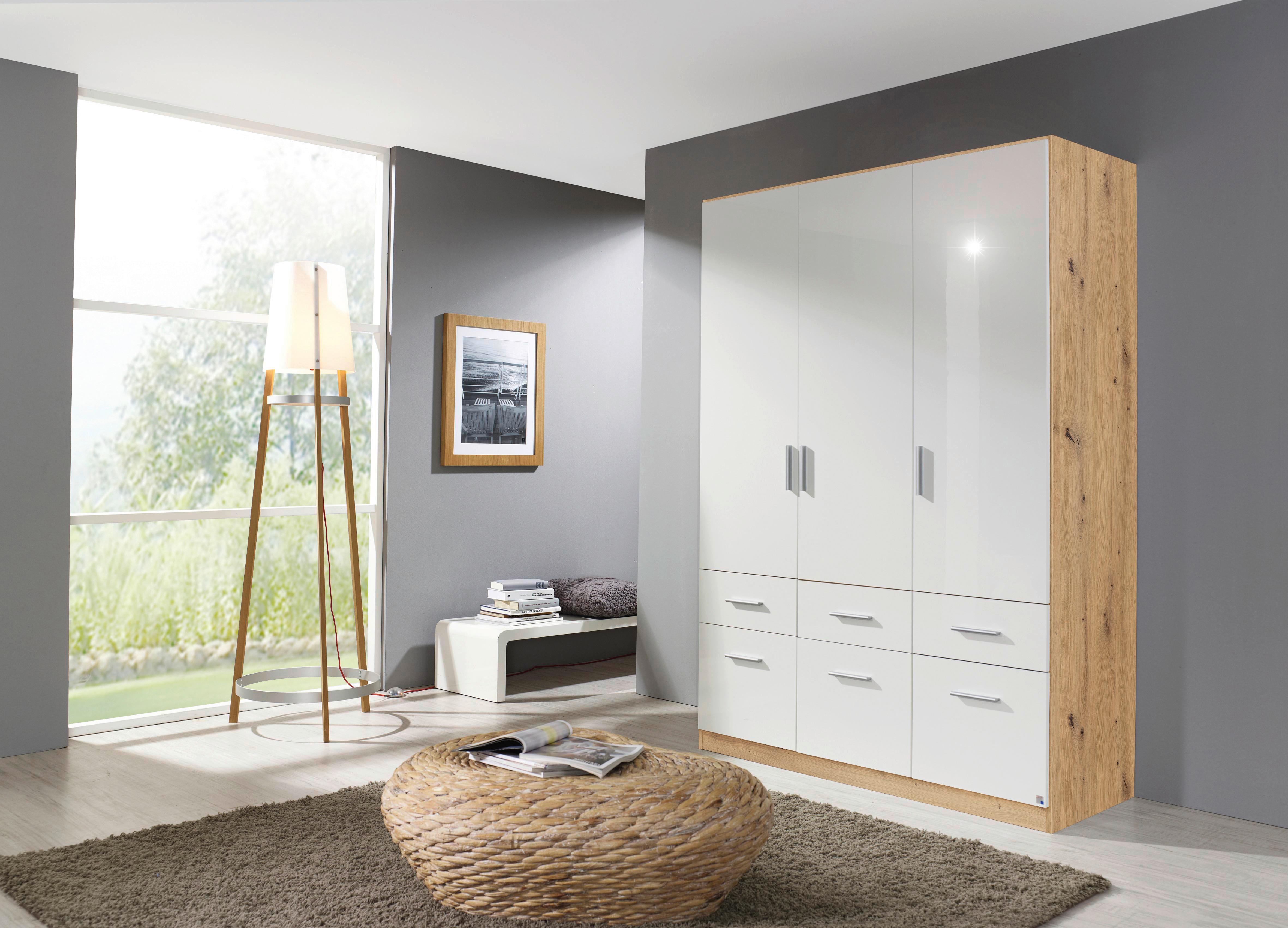 Ormar S Klasičnim Vratima Berlin - hrast Artisan/bijela visoki sjaj, Moderno, drvni materijal/plastika (136/197/54cm) - Modern Living