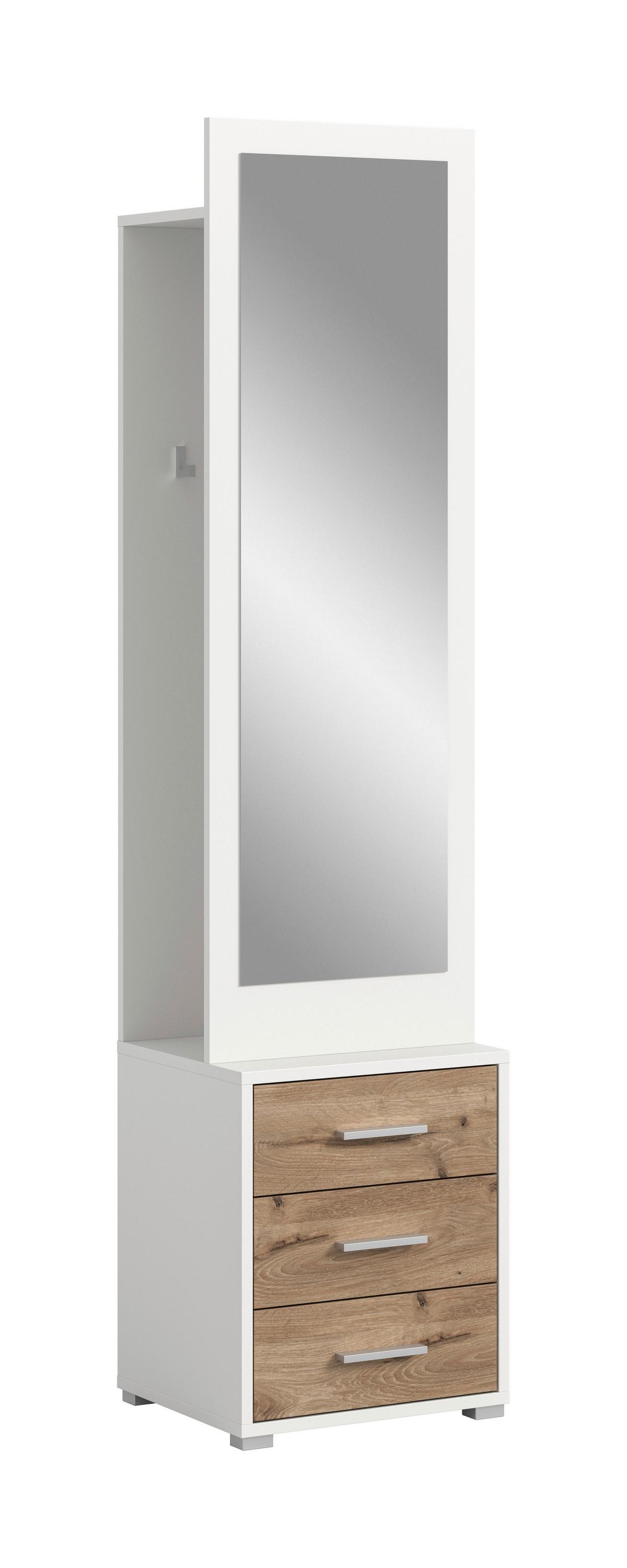 Predsoba Polo, Bela, Barva Hrasta, 2-Delna - bela/temni hrast, Design, leseni material (45/190/38cm) - Livetastic