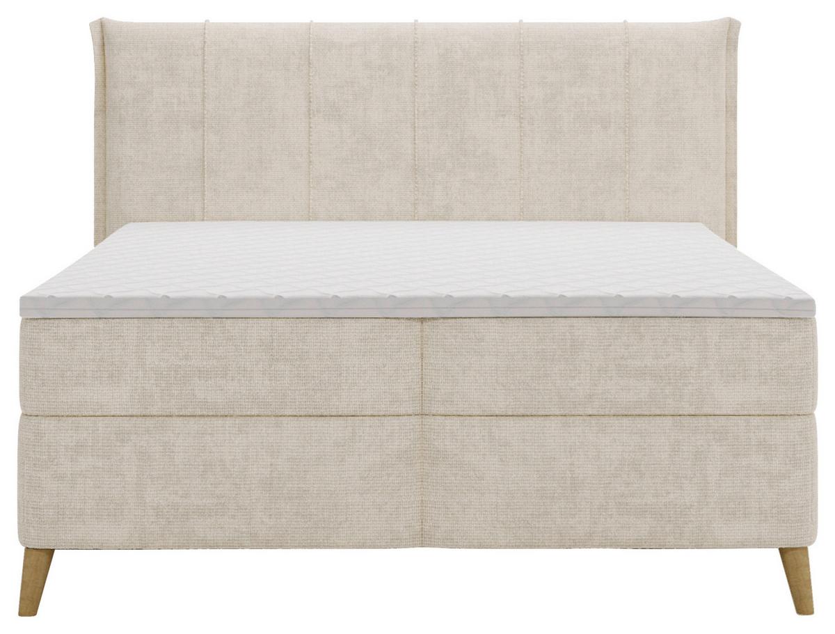 Boxbett Veloria Beige ca. 140x200cm - Beige/Schwarz, KONVENTIONELL, Textil/Metall (140/200cm) - Based