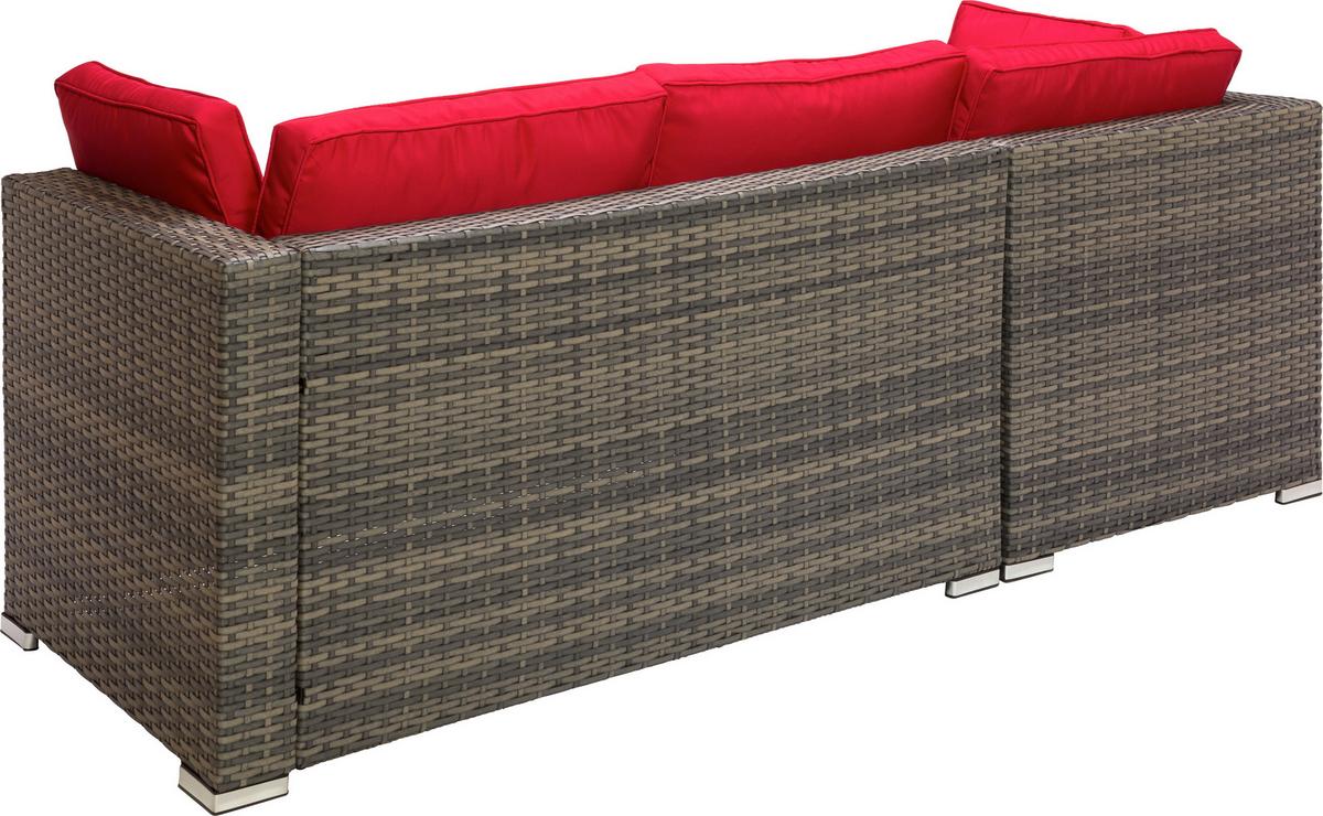 Lounge Garnitura Leona Rdeča, Rjava, 3-Delni Set - rdeča/rjava, Moderno, kovina/umetna masa (146/199cm) - Modern Living