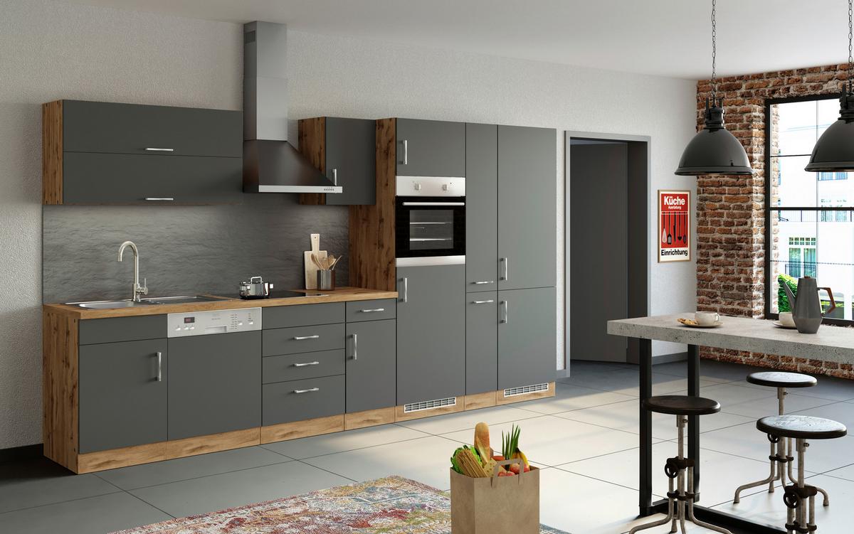 Held Kühlschrank-Umbauschrank Kombi ca. 60 cm Anthrazit - Chromfarben/Anthrazit, MODERN, Holzwerkstoff/Metall (60/200/60cm) - Held