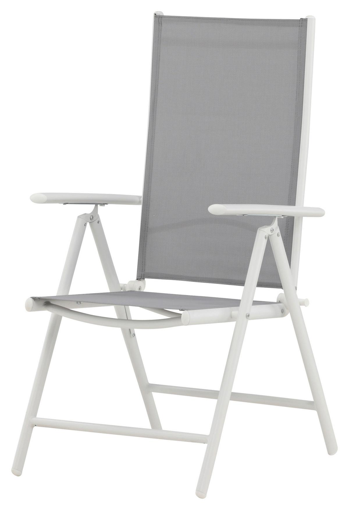 Gartenstuhl 2er-Set Break ca. 55x108 cm Grau/Weiß - Weiß/Grau, KONVENTIONELL, Textil/Metall (55/108/62cm) - Gardenson