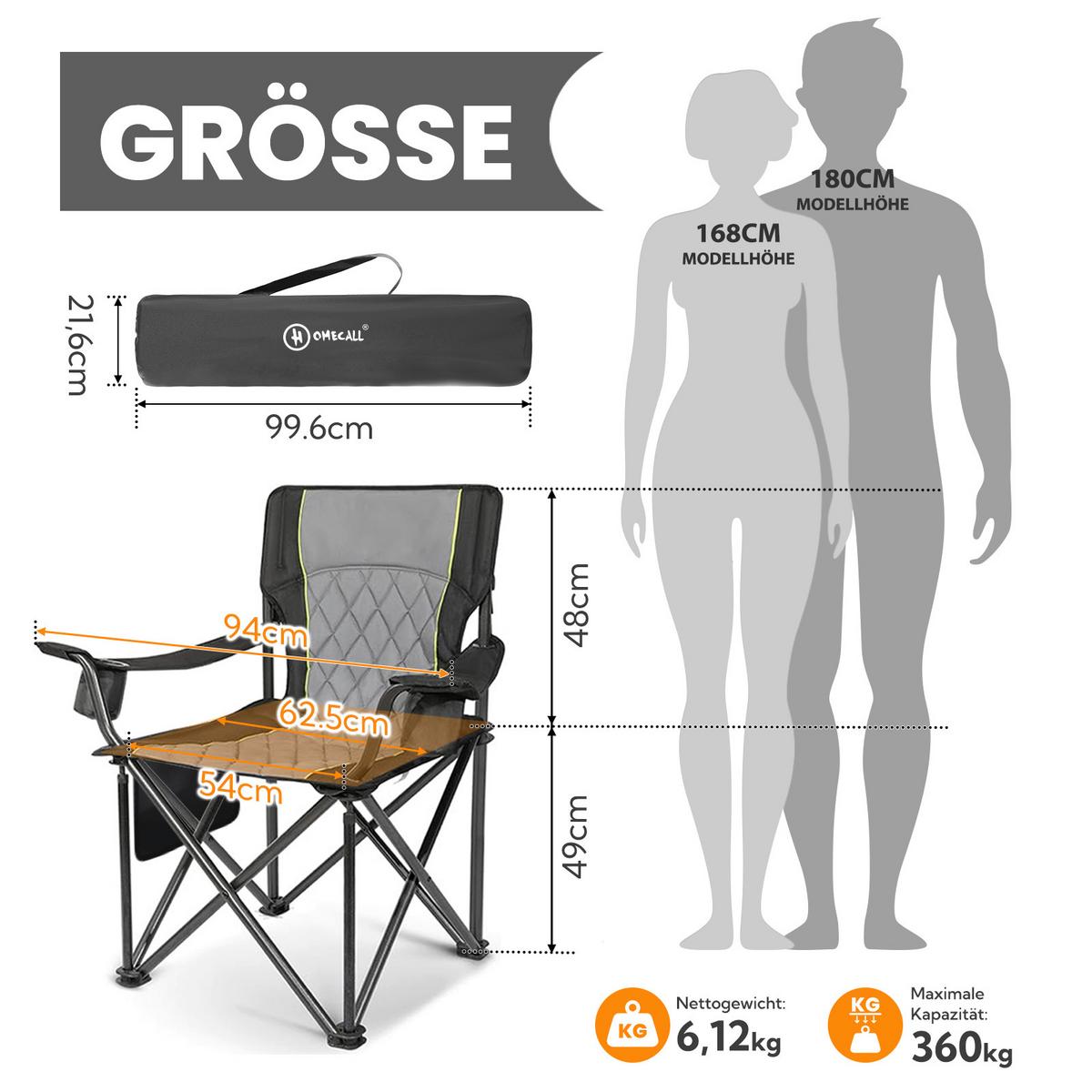 Campingsessel Anthrazit/Graphitfarben - Anthrazit/Graphitfarben, Basics, Textil/Metall (94/54/100cm) - Modante