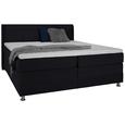 Boxspringbett in Schwarz ca. 160x200cm - Chromfarben/Schwarz, KONVENTIONELL, Kunststoff/Textil (160/200cm) - Premium Living Boxspringbett in Schwarz ca. 160x200cm - Chromfarben/Schwarz, KONVENTIONELL, Kunststoff/Textil (160/200cm) - Premium Living