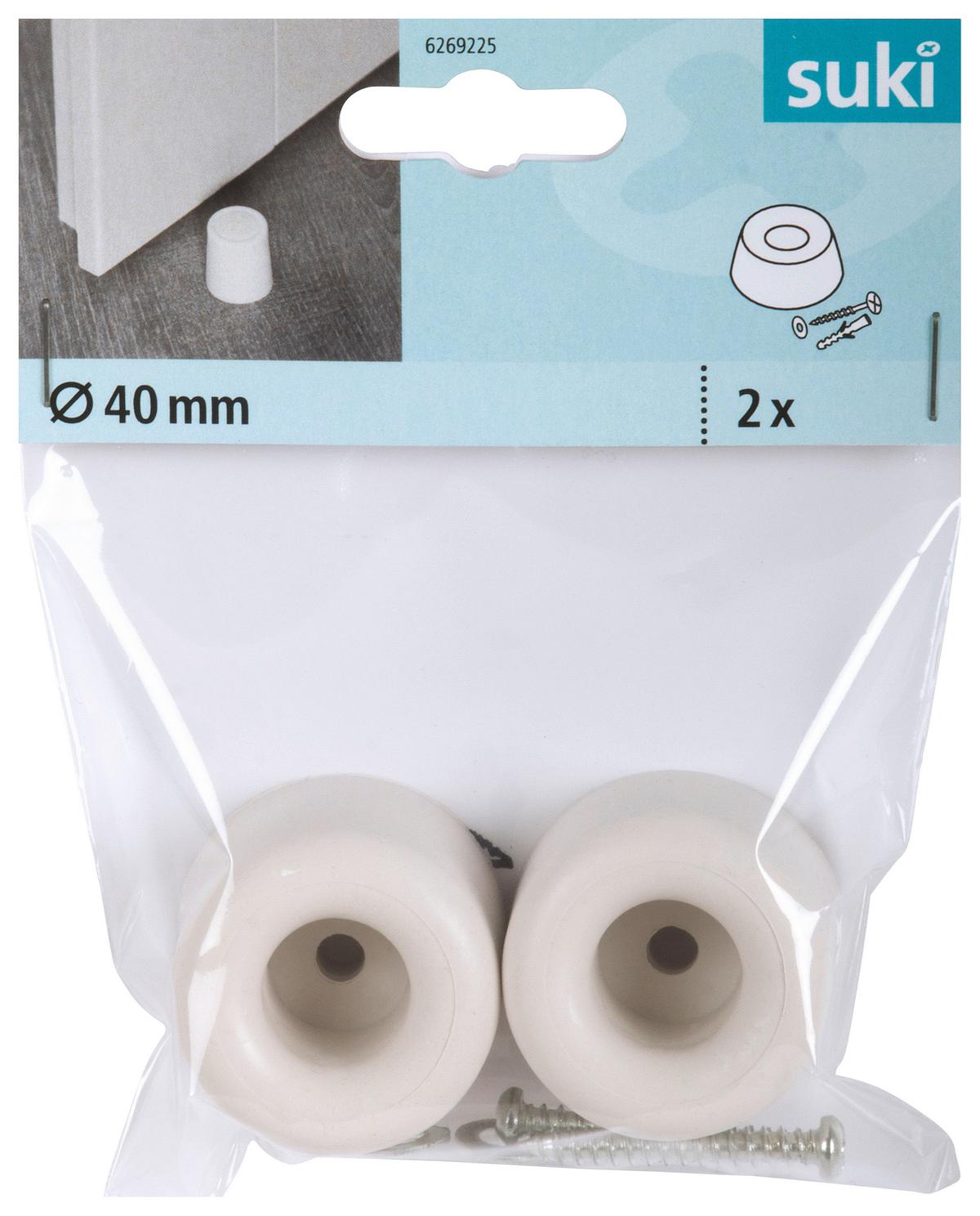 Ajtóütköző 2db - fehér, műanyag (4/3cm) - Suki