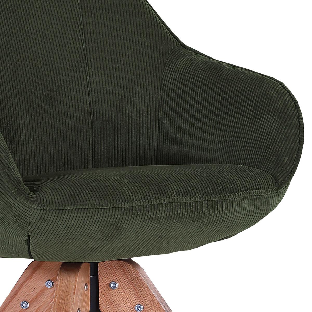 KRZESŁO Z PODŁOKIETNIKAMI CHILL    -HOM IN- - kolor naturalny/oliwkowa zieleń, Lifestyle, tkanina/drewno (60/83/65cm) - Hom`in